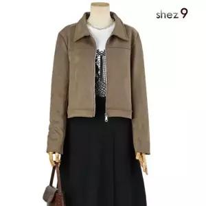 쉬즈나인 카라집업 스웨이드 자켓1220037