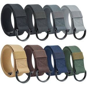 진위 8팩 캔버스 벨트 웹 패브릭 캐주얼 아연 합금 버클 더블 D링 남성