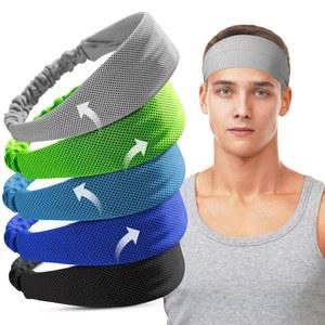 여성용 5PCS 쿨링 헤드밴드, 신축성 있는 스웨트밴드, 습기 흡수 스포츠 헤드밴드