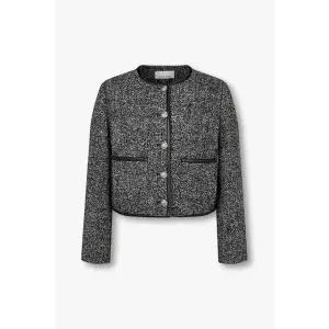 VOV 보브 레더 트림 헤링본 트위드 자켓7154310202 1001963