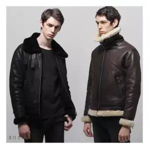 [보스룸]남자 심플 양털무스탕 양가죽자켓 블랙브라운 3133405