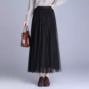 루타꽁몰 여성 치마 망사 가을 캐주얼 허리밴딩 A라인 도트 양면 HO3