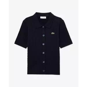 라코스테 여성 2SS 케이블 반팔 폴로 가디건 AF280E-56G HDE 다크네이비 1003350