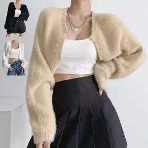 소프트 가디건 숏 캐주얼 사무실 코트 여성 니트