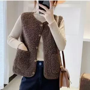 성인용 수면조끼 플리스 양털 조끼 방한 여성 뽀글이 UmR8+3Oed