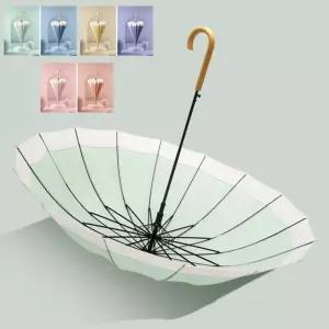 우드 핸들 파스텔 장우산 튼튼한 선물 16 살 양산 투톤 우비 우양산 패션 암막 골프