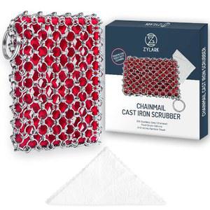 주철 스크러버 천 메일 316L 필수 클리너 스틸 더치 세트 대나무 액세서리 프라이팬, 체인 체인메일 스테인리스 및 오븐용
