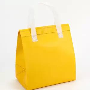 캠핑 아이스박스 부직포 보냉백 손잡이 은박 쿨러백 옐로우