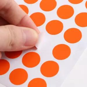 다이어리꾸미기 일기꾸미기 컬러 원형 스티커 60매세트 오렌지 16mm