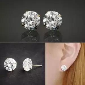 큐빅귀걸이 GOLD 화이트 큐빅 금 귀걸이 14K 9mm