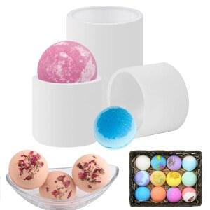 ZELLMAIT 배쓰밤 제작 도구, 솔리드 적합 키트, 볼 원형 지름 내부 프레스 몰드 5.1CM(2인치) 기계에 모양