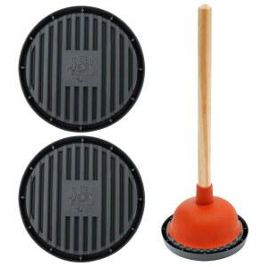 쉬옐로라 2개 화장실 플런저 트레이, 범용 홀더 드립 트레이 피스톤 홀더, 피스톤에서 물방울이 윅스 물에 닿아 주방과 욕실에서 빠르게 건조됩니다(색상: 회색)