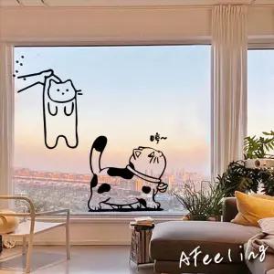 까페 고양이 데코 스티커 유리문 창문 시트지 인테리어