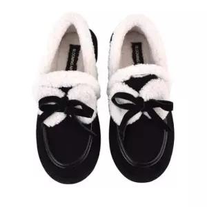 겨울방한화 리본 털신 가벼운 겨울 단화 로우굽 모카신 방한화