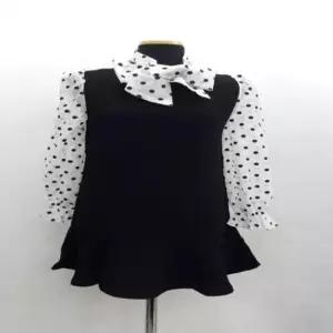 [의류] 블랙 땡땡이 밑단프릴 미니원피스 분리 F1161 리본