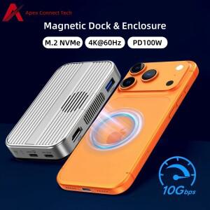 M.2 NVMe SSD 케이스 냉각 팬 마그네틱 10Gbps USB C 도킹 스테이션 HDMI 4K 60Hz PD 100W 3.0 아이폰 호환