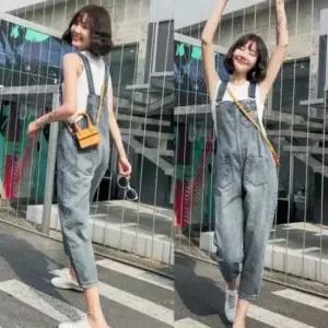 [옷은날개] 패션 9부롤업바지 코디 점프 수트 청바지 연청 멜빵