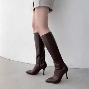 가죽부츠 하이힐 여성 옆지퍼 롱부츠 가을 겨울