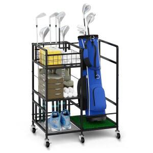 골프 가방 백 랙, 차고, 정리함 액세서리용 스포츠, 홀더 스탠드 및 클럽, 포함, 백, 지하실용 클럽 보관 장비 싱글 블랙 바퀴 차고