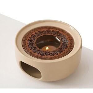 티라이트 홀더가 있는 램샤르 세라믹 사케 워머 베이스 / 차 커피 우유 음식 유리 및 세라믹과 같은 내열 식기를 가열하기에