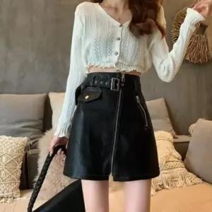 [옷은날개] 라인 벨트 포인트 시크매력 세트 스커트 앞지퍼