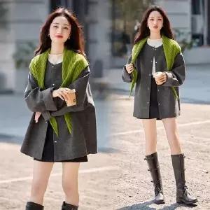 하프 캐주얼 라운드 코트 테일러드 케이프 여성패션 자켓 가을겨울 DL4