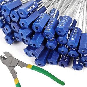 Ayktiuf 120 피스 케이블 씰 트럭 트레일러 화물 컨테이너 밴 오일 탱크 우유 차량용 금속 번호 태그(블루 120팩)