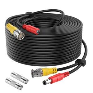 WILDHD [20AWG 케이블] 150피트 8MP/4K BNC 케이블 올인원 샴 비디오 전원 카메라 케이블 모든 HD CCTV DVR 감시 시스템(블랙) 2개의 여성 커넥터가 있는 BNC 연장 와이어 코드