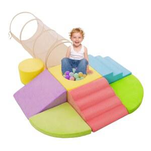 폼 클라이밍 블록 크롤링 스루 터널과 부드러운 패브릭으로 대규모 놀이 세트 - 를 위한 7+1피스 실내 체육관 걷기 활동적 놀이를 빅 클라이머 장난감 (공 없음)