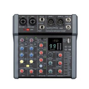 녹음용 DJ 스테이지 노래방 음악 리케이션을 위한 Weymic A-시리즈 프로페셔널 믹서 (컴퓨터 녹음 입력용 99 DSP 효과 USB 드라이브 XLR 마이크 잭 프로페셔널용 48V 전원 포함)