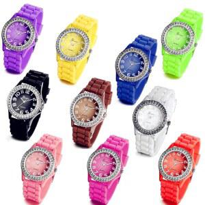 란카르도 도매 로트 10개 실리콘 고무 젤 젤리 여성 손목시계 스포츠 비즈니스 스쿨
