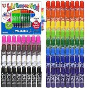 Kwik Stix 솔리드 템페라 페인트 스틱 96가지 색상 어린이용 세탁가능 초고속 건조 무독성 알레르겐 프리 다양한 클래식 팩 어린이와 에게 이상적입니다