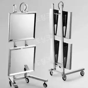 스텐카트 미용 트롤리 웨건 철제 접이식 2단 카트 스테인리스 미용실 트레이