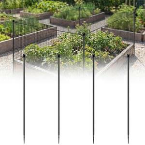 그물망용 6.8피트 정원 말뚝 그물망 지지대용 헤비 듀티 금속 기둥 울타리 식물 작물 보호용 블랙 파우더 코팅 강철 프레임