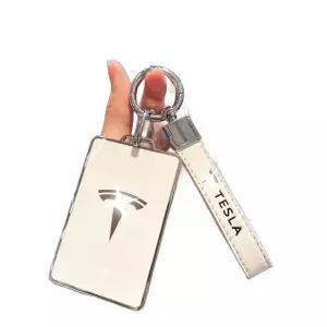 테슬라 카드 키 케이스 카드(펄 키홀더 모델Y 키링 + 모델3 버클 화이트) 링