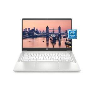 크롬북 14 노트북 인텔 셀러론 N4000 프로세서 4GB RAM 32GB eMMC 14u201D HD 디스플레이 크롬 웹캠 듀얼 마이크가 탑재된 경량 컴퓨터 가정 학교 음악 영화 (14a-na0021nr 2021)