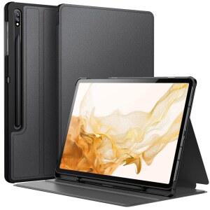 [미국배송] 삼성호환 삼성제품호환 S8 플러스 2022 / S7 FE 2021 2020 12.4인치 S펜 홀더 슬림 폴리오 스탠드 보호 태블릿 커버 멀티 앵글 뷰잉(블랙)용 JETECH 케이스