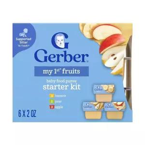 Gerber 마이 퍼스트 푸르트 스타터 키트 바나나/배/사과 퓨레 2oz 튜브 6개 2팩