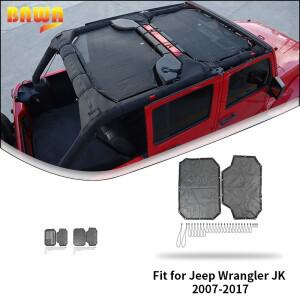 BAWA 자동차 지붕 햇빛 차단 커버 햇빛가리개 메쉬, 지프 랭글러 JK 4 문짝 2007-2017 용 외장 액세서리