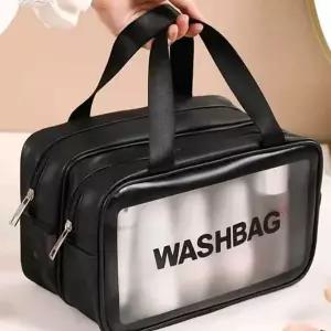 pvc 방수 파우치 여행용 휴대용 투명 방수 화장품 파우치 메쉬 물놀이 보관함 수영장 목욕 용품 세면