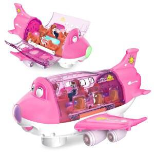LED 조명과 소리가 있는 핑크 범프앤고 비행기