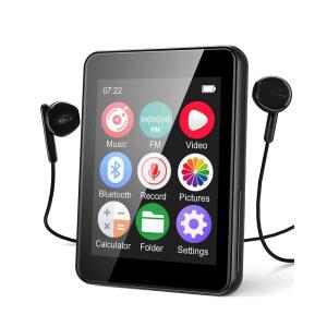 [미국배송] 64GB MP3 플레이어 블루투스 5.3 2.4인치 휴대용 음악 플레이어(스피커 FM 라디오 음성 녹음기 전자책 풀 터치 스크린 포함) 최대 256GB(이어폰 포함) 지원