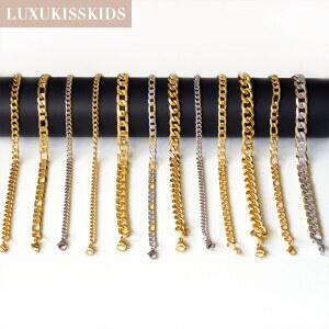 LUXUKISS 스테인레스 스틸 커플 팔찌 커브 패션 선물 핸드 쥬얼리 쿠바 체인 링크 손목