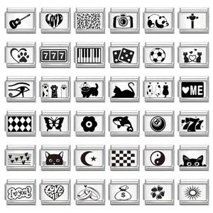 SWEET 핑크 LOVE HEART 귀여운 고양이 선물 만들기 파란 팔찌 부적 링크 DIY 이탈리아 9MM 비즈 스테인리스 스틸