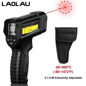 JD-10 산업용 IR 온도계 건 -50 ° C~800 C 레이저 총 고저 경보 가정공장바베큐용 조절 가능한 방사율