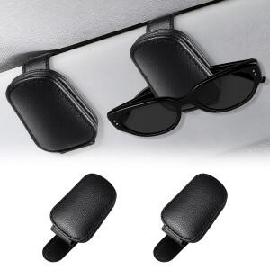 자석식 차량용 선글라스 홀더 클립 햇빛 가리개 안경 PU 가죽 흡착 티켓 카드 자동차 액세서리