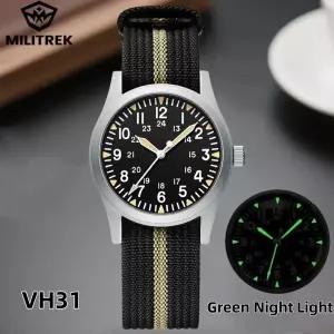 호환  MILITREK 2025 신형 남성용 쿼츠 시계 VH31 37mm 밀리터리 방수 사파이어 글라스 발광 스테인리스 스