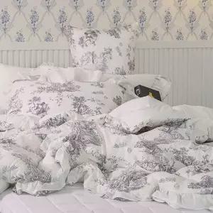 [콩심팥심]이불패드세트 디오레 30수 광목 프릴 차렵이불 패드세트 퀸 Q