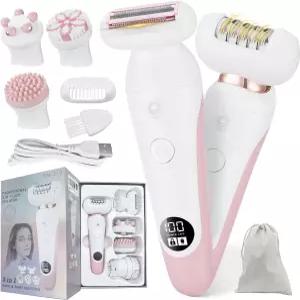 UPART 5 in 1 여성용 전기 면도기 에필레이터 제모 다리 공용 비키니 트리머 페이스 스크러버 페이셜