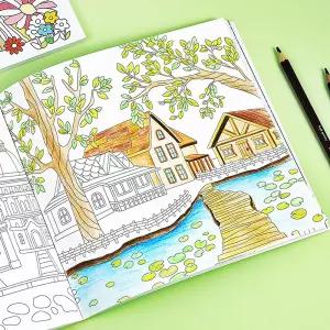 핑크풋 컬러링 수채화 어른 쉬운 색칠공부 도안 성인 시니어 어르신 컬러드로잉 세트